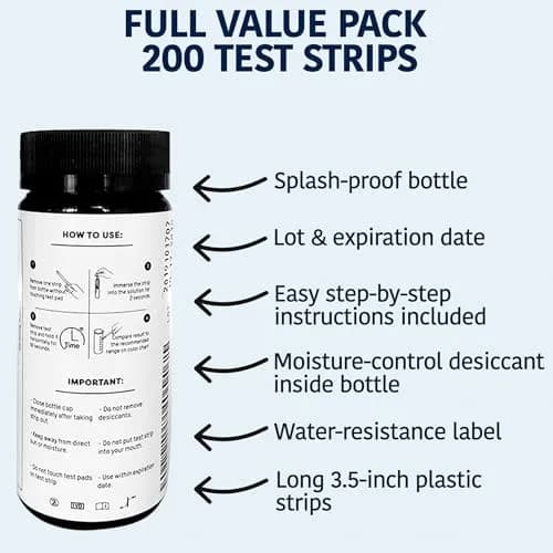 TOP LINE TEST STRIPS 200 Chlorine Test Strips for Food Service 0-500 ppm | Bleach Sanitizer Test Strips thumbnail 4