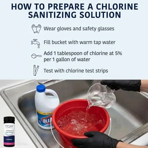 TOP LINE TEST STRIPS 200 Chlorine Test Strips for Food Service 0-500 ppm | Bleach Sanitizer Test Strips thumbnail 8