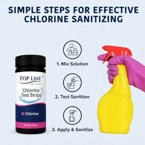 TOP LINE TEST STRIPS 200 Chlorine Test Strips for Food Service 0-500 ppm | Bleach Sanitizer Test Strips thumbnail 9