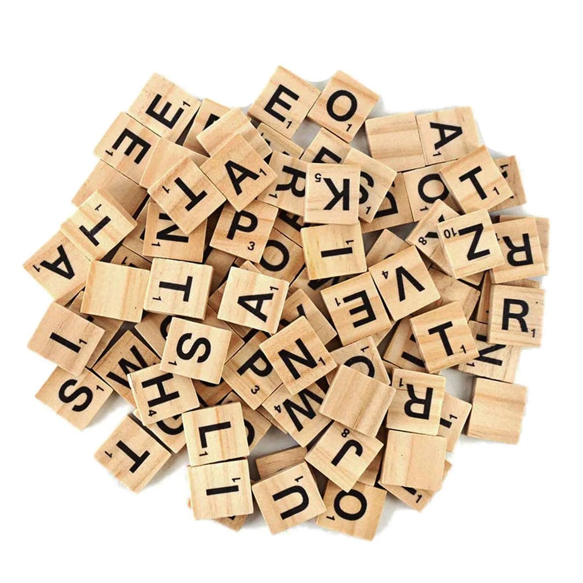 TMEEIHNSS 100Pcs Wooden Alphabet Tiles for Crafts & Wall Art | Solid Wood, 18x20mm, 4mm Thick