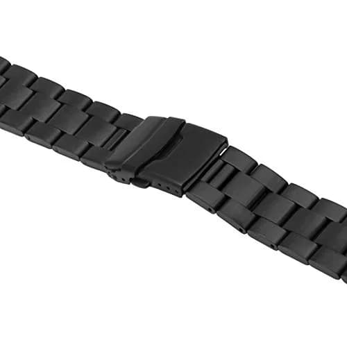 Juntan 20mm Black Solid Stainless Steel Curved End Watch Band with Double Deployment Clasp | Brushed Finish, 185mm Length thumbnail 5