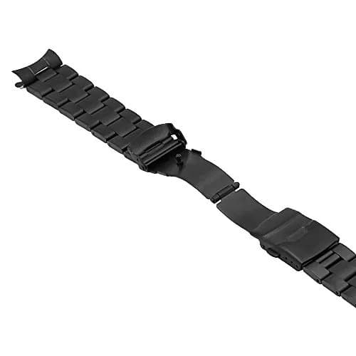 Juntan 20mm Black Solid Stainless Steel Curved End Watch Band with Double Deployment Clasp | Brushed Finish, 185mm Length thumbnail 6