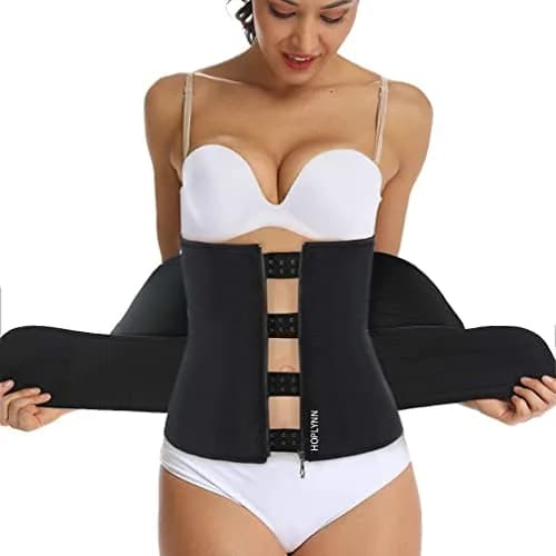 HOPLYNN Sweat Waist Trainer Body Shaper for Women Two Belts Black Medium | Tummy Control & Posture Support thumbnail 2