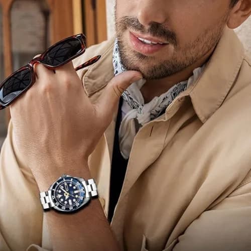 Juntan Stainless Steel Watch Band 22mm | Curved End Tapered Metal Strap with Double Lock Buckle thumbnail 6