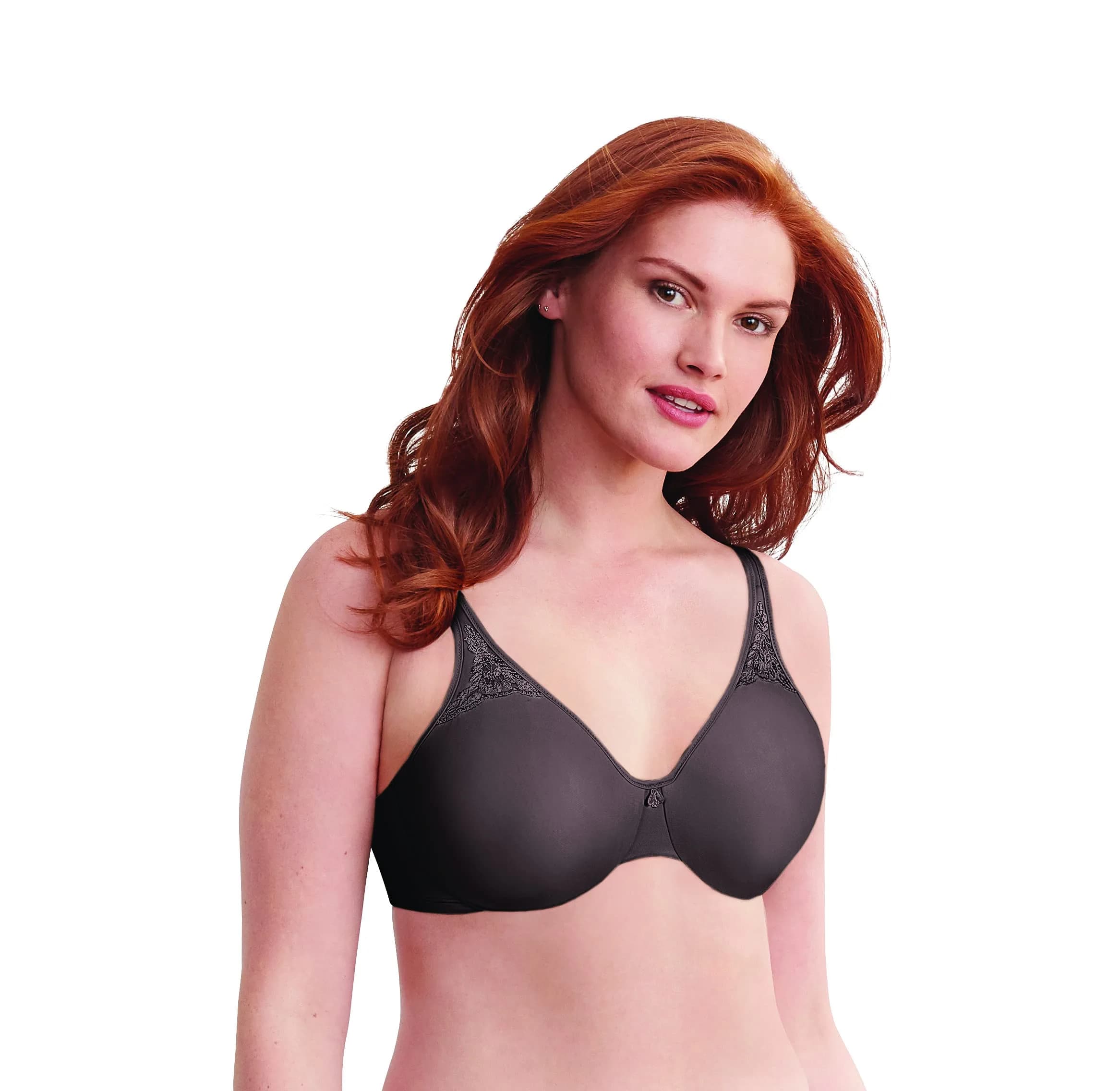 Bali Passion For Comfort Minimizer Underwire Bra, Silver Lace Print, 34DDD | Seamless, Full Coverage Support — Warm Cocoa Brown / 34D