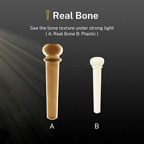 Donner White Bone Acoustic Guitar Bridge Pins 6PCS with Abalone Dot & Puller | Standard Size 5.0mm Slot thumbnail 3