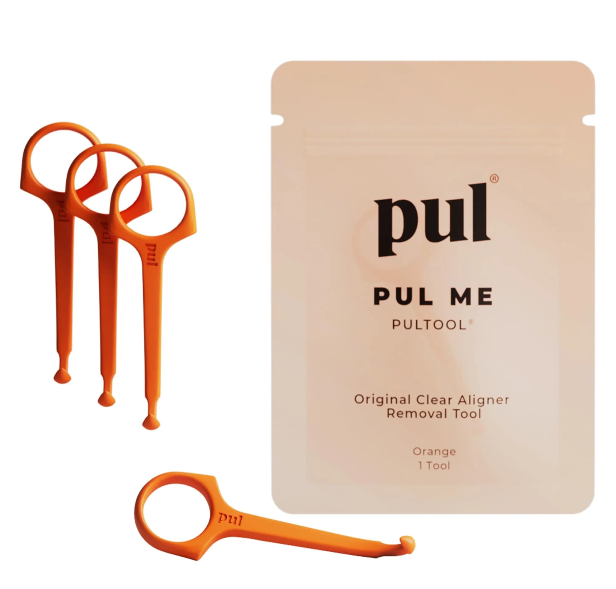 The Pultool Pack of 4 Aligner Removal Tools | Hygienic Invisalign & Retainer Hook for Clear Aligners, Night Guards | Pink — Orange