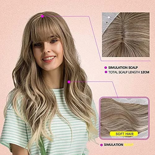 Esmee 24" Long Wavy Blond Synthetic Wig with Fluffy Air Bangs | 250g (8.8oz) Heat Resistant thumbnail 6