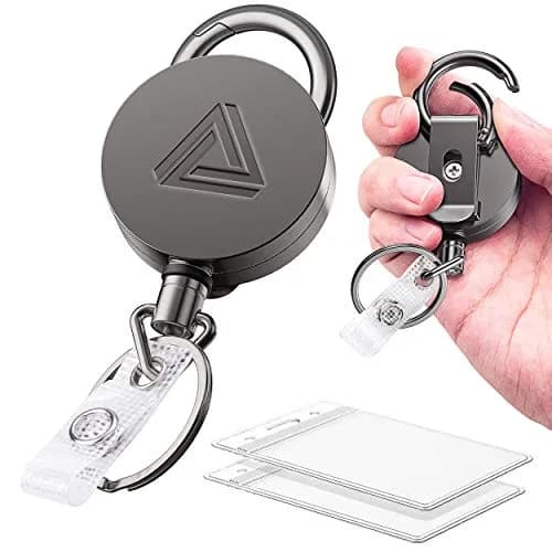 Azrra Heavy Duty Badge Holder Reel with Carabiner & Card Holder, 2 Pack, 30" Retractable Keychain thumbnail 1