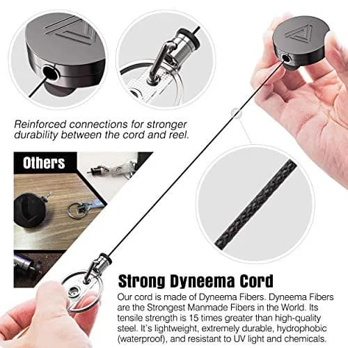 Azrra Heavy Duty Badge Holder Reel with Carabiner & Card Holder, 2 Pack, 30" Retractable Keychain thumbnail 3