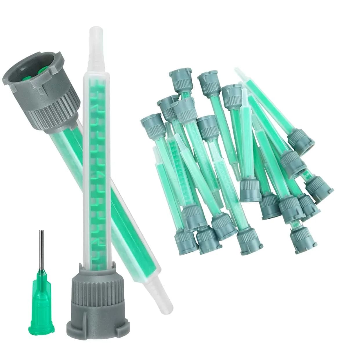 FRIGIIRE Green Static Mixing Nozzles for 50ml Dual-Barrel Cartridges, 91mm (3.6in) | 20-Piece Pack for 1:1 & 2:1 Ratios