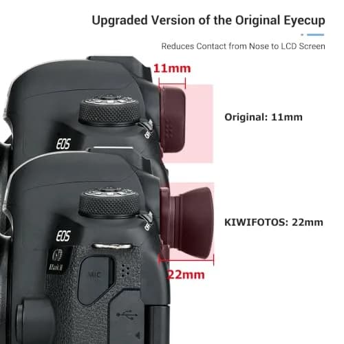 KIWIFOTOS Long Soft EF Eyecup Viewfinder for Canon Rebel T7 T6 EOS 90D 80D | Blocks Stray Light for Clearer View thumbnail 2