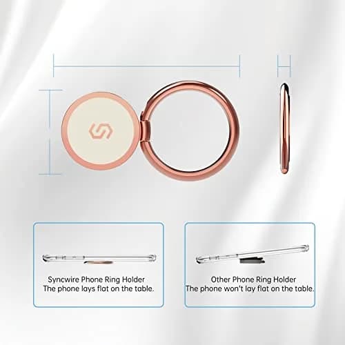 SYNCWIRE Rose Gold Cell Phone Ring Holder Stand with Magnetic Car Mount Compatibility | 360° Rotation, 180° Adjustable thumbnail 8