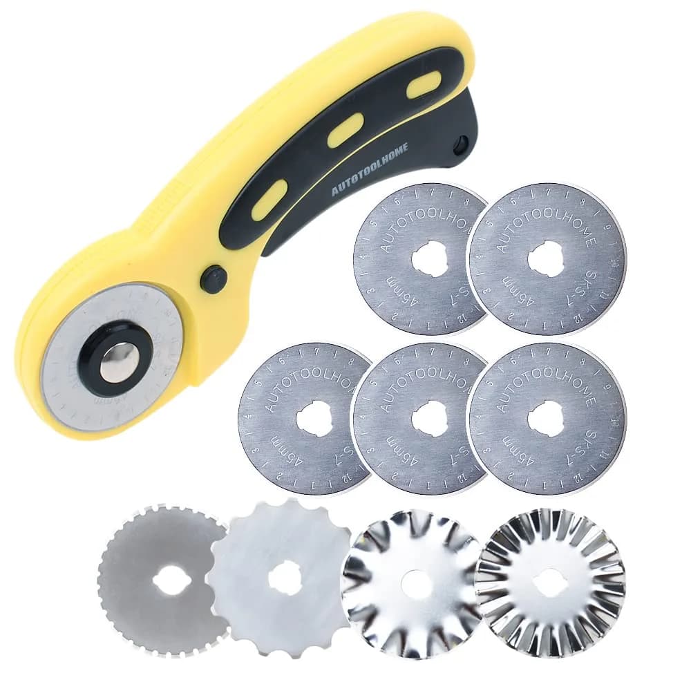 AUTOTOOLHOME 45mm Rotary Cutter for Fabric Pinking Blades | Precise, Safe & Durable - main product image