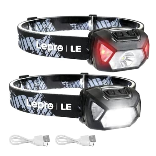 Lepro Rechargeable LED Headlamp 2 Pack | 2000 Lux Brightness, 150m Beam, USB-C Charging thumbnail 1