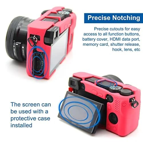 Easy Hood Silicone Camera Case for Sony Alpha A6100 A6300 A6400 (Rose) | Lightweight Protective Cover thumbnail 5
