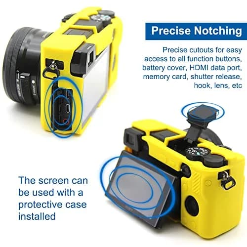 Easy Hood Yellow Silicone Camera Case for Sony Alpha A6100 A6300 A6400 Cameras | Lightweight & Durable Protection thumbnail 5