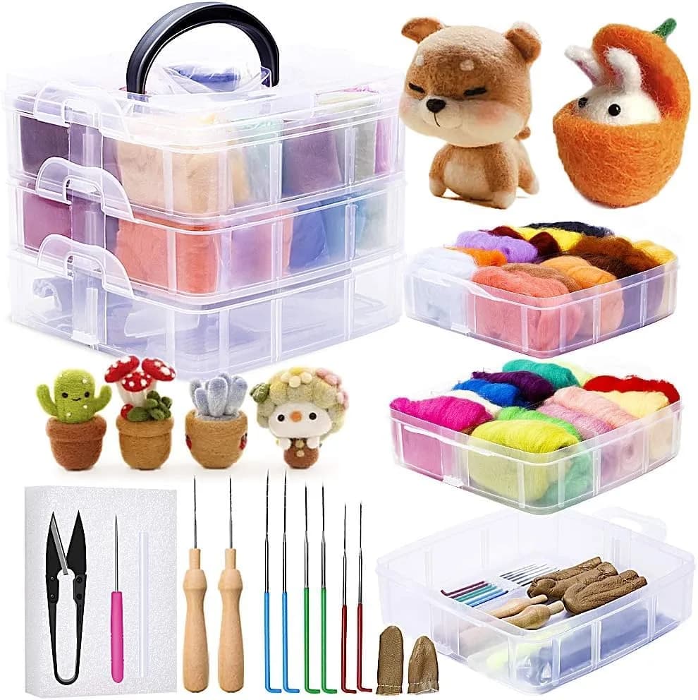 JUPEAN Needle Felting Kits for Beginners Adults | 37 Pcs Wool Roving & Tools for Art & Craft - main product image