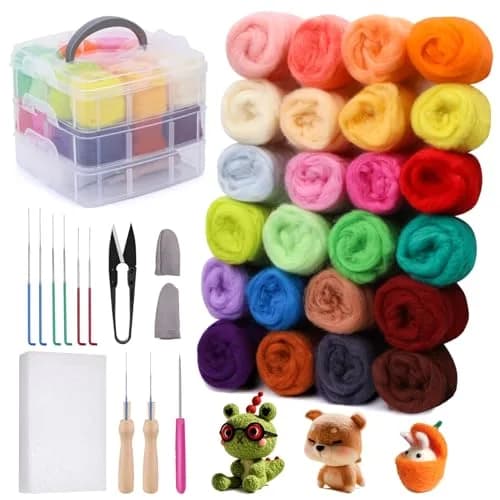 JUPEAN Needle Felting Kits for Beginners Adults | 37 Pcs Wool Roving & Tools for Art & Craft thumbnail 9