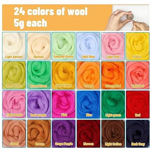 JUPEAN Needle Felting Kits for Beginners Adults | 37 Pcs Wool Roving & Tools for Art & Craft thumbnail 4