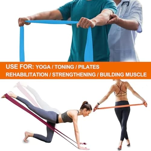 A AZURELIFE Resistance Bands Set, 3-Level Non-Latex Elastic Stretch Bands 1.5m (5 ft) | Physical Therapy, Yoga, Pilates, Strength Training thumbnail 6