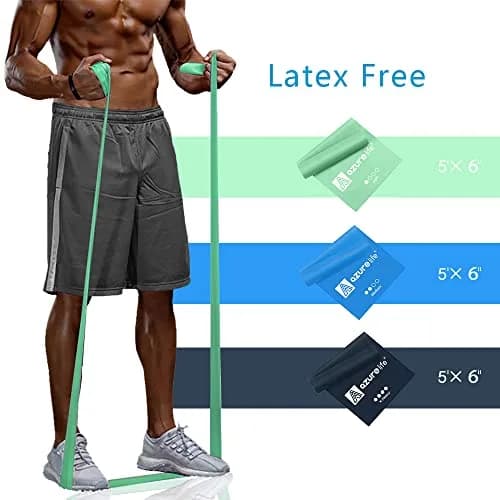 A AZURELIFE Resistance Bands Set, 3-Level Non-Latex Elastic Stretch Bands 1.5m (5 ft) | Physical Therapy, Yoga, Pilates, Strength Training thumbnail 2