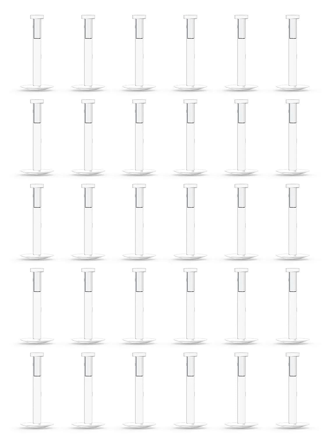 Lcolyoli Clear Push Top Piercing Retainers 30PCS 16G 8mm (5/16") Flat Top Bioflex Lip Rings — Flat Top-30Pcs-16G-5/16"