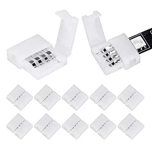 WENHSIN 10mm 4-Pin RGB LED Strip Connectors (10-Pack) | Solderless, 72W Max, PBT Fireproof thumbnail 1