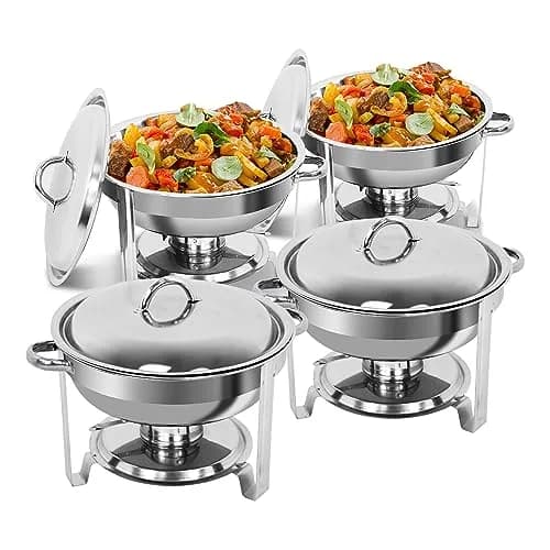 SUPER DEAL Full Size Round Chafing Dish 5 Quart | Stainless Steel Buffet Warmer for Catering & Events thumbnail 1