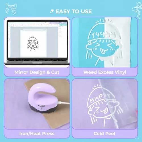 HTVRONT White Heat Transfer Vinyl HTV Roll 30cm x 6m (12" x 20ft) | Easy Cut & Weed for T-Shirts & Crafts thumbnail 6