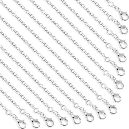selizo Silver Plated Cable Necklace Chains 20 Inches (1.2mm) | 30 Pack Jewelry Making Chains with Lobster Clasp thumbnail 1