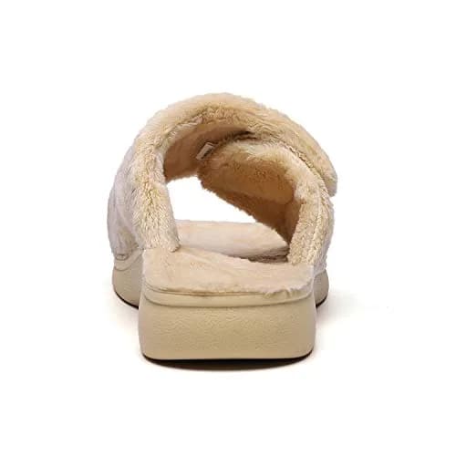 SOLLBEAM Women's Plantar Fasciitis Fuzzy House Orthopedic Slippers with Arch Support (Size 8) | Adjustable Micro-Terry Fuzzy Comfort thumbnail 5