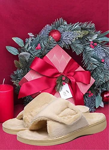 SOLLBEAM Women's Plantar Fasciitis Fuzzy House Orthopedic Slippers with Arch Support (Size 8) | Adjustable Micro-Terry Fuzzy Comfort thumbnail 2