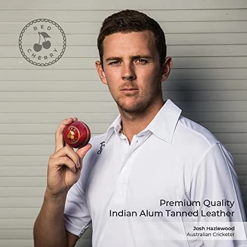 Red Cherry Hand Made Red Leather Cricket Ball, Youth Size, 156g (5.5 oz) | Premium Indian Leather for Beginners thumbnail 6