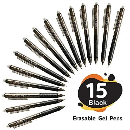 Lineon Erasable Gel Pens 15 Pack Black | Retractable, Fine Point, Mistake Disappear, School & Office Use thumbnail 2
