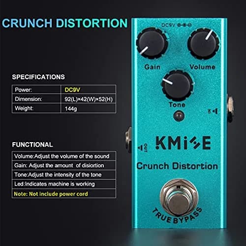 lotmusic Kmise Crunch Distortion Electric Guitar Effects Pedal | 9V True Bypass, 3 Modes, Noise Reduction thumbnail 5