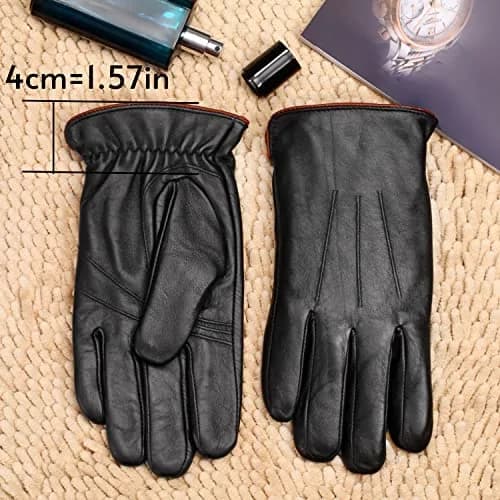 MaxW Sheepskin Leather Gloves for Men - Winter Warm Touchscreen Black Size M thumbnail 4