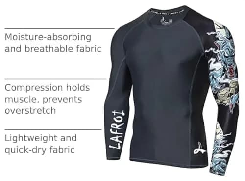 LAFROI Men’s Long Sleeve UPF 50+ Rash Guard Slim Fit Compression Shirt in Asymmetric Werewolf Size SM thumbnail 4