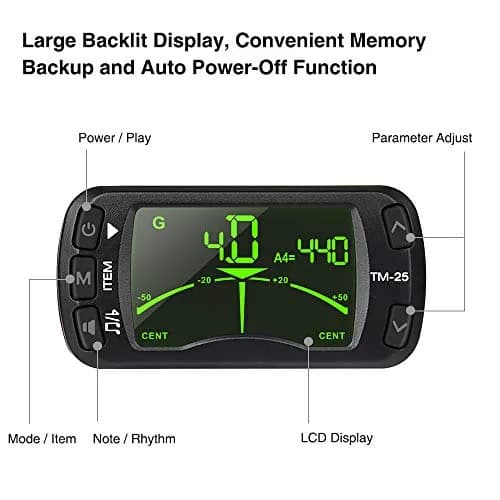 LEKATO Guitar Tuner Clip On Metronome Tone Generator 3 in 1 Portable | All Instruments, Bass, Violin, Ukulele thumbnail 4