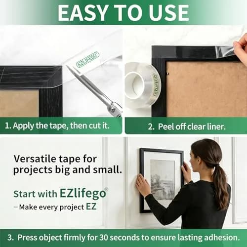 EZlifego Heavy Duty Invisible Bond Nano Mounting Tape 16.5 Feet (4.9m) | Strong Adhesion for DIY Projects thumbnail 6