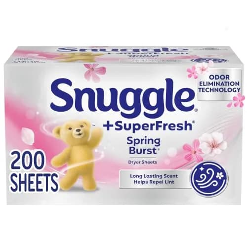 Snuggle SuperFresh Dryer Sheets Spring Burst 200 Count | Reduces Static, Softens Fabric, Fights Odors thumbnail 1