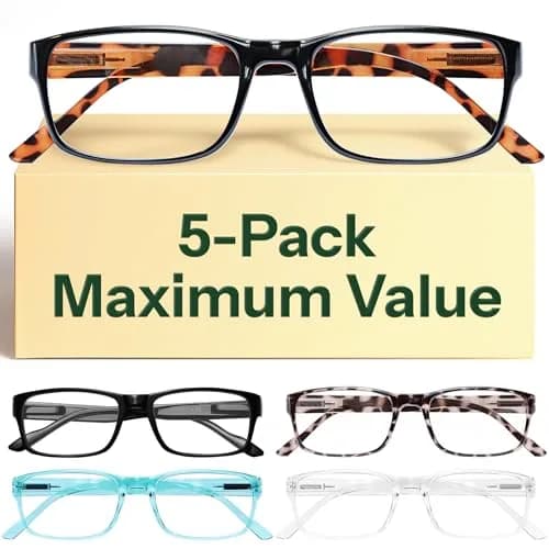 Gaoye 5-Pack Reading Glasses with Blue Light Filter 2.5 Diopter | Unisex Adult Classic Full Rim TR90 Frame thumbnail 1