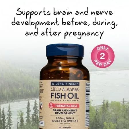 Wiley's Finest Wild Alaskan Fish Oil Prenatal DHA, 120 Count | Supports Baby Brain & Eye Development thumbnail 6