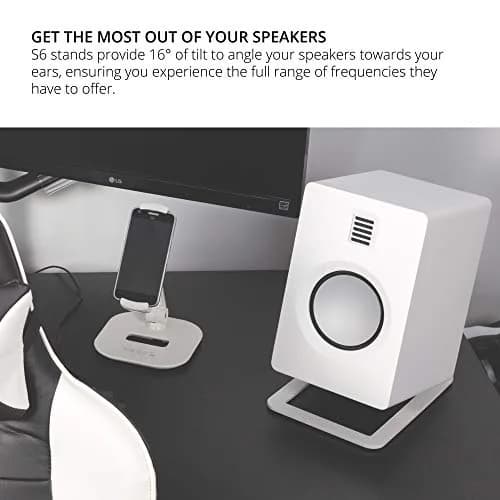 Kanto S6W Tilted Desktop Speaker Stands for Large Bookshelf Speakers & Studio Monitors | Supports 20 lbs | White Pair thumbnail 4