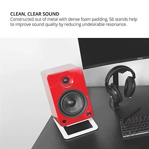 Kanto S6W Tilted Desktop Speaker Stands for Large Bookshelf Speakers & Studio Monitors | Supports 20 lbs | White Pair thumbnail 5