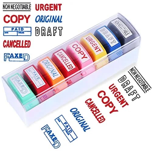 Swity Home Self Inking Office Stamp Set - 8 Pcs | Vibrant, Long-Lasting Ink for Business & Office Use thumbnail 1
