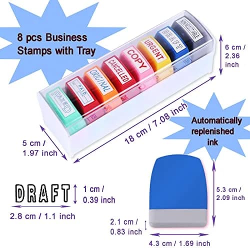 Swity Home Self Inking Office Stamp Set - 8 Pcs | Vibrant, Long-Lasting Ink for Business & Office Use thumbnail 4