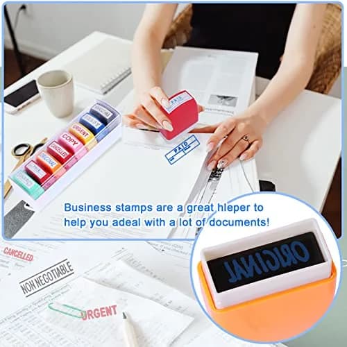 Swity Home Self Inking Office Stamp Set - 8 Pcs | Vibrant, Long-Lasting Ink for Business & Office Use thumbnail 6