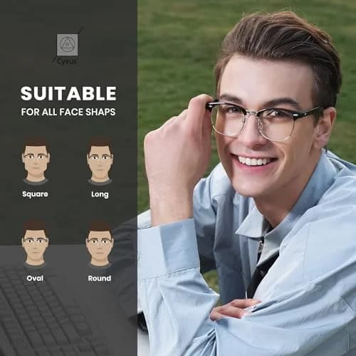 Cyxus Browline Blue Light Glasses for Men Women Reduce Eye Strain 8056T54 | Stylish Anti-Blue Light Glasses for Screen Use thumbnail 6