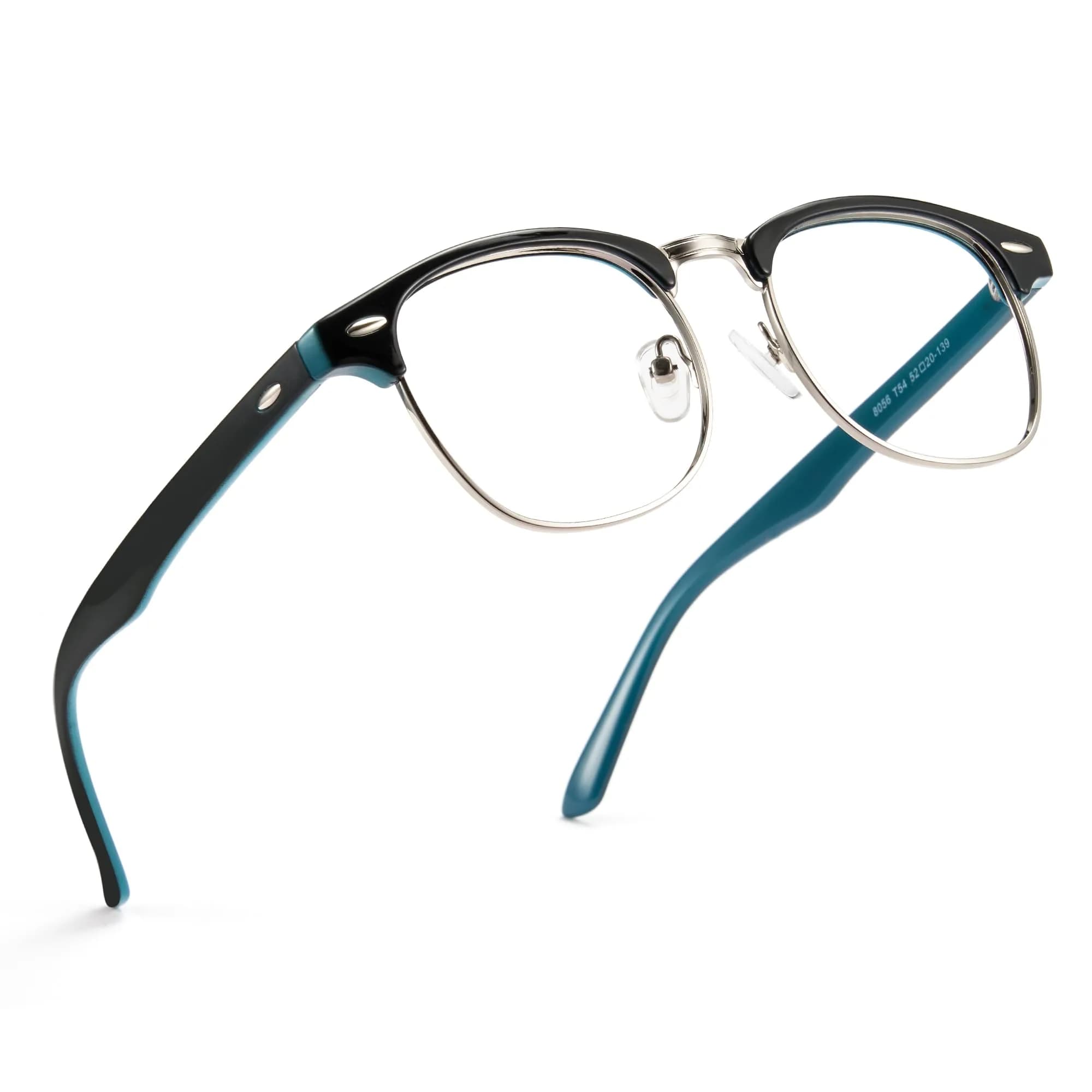 Cyxus Browline Blue Light Glasses for Men Women Reduce Eye Strain Black | Anti-Reflective & Durable — 08-outer Black Inner Blue